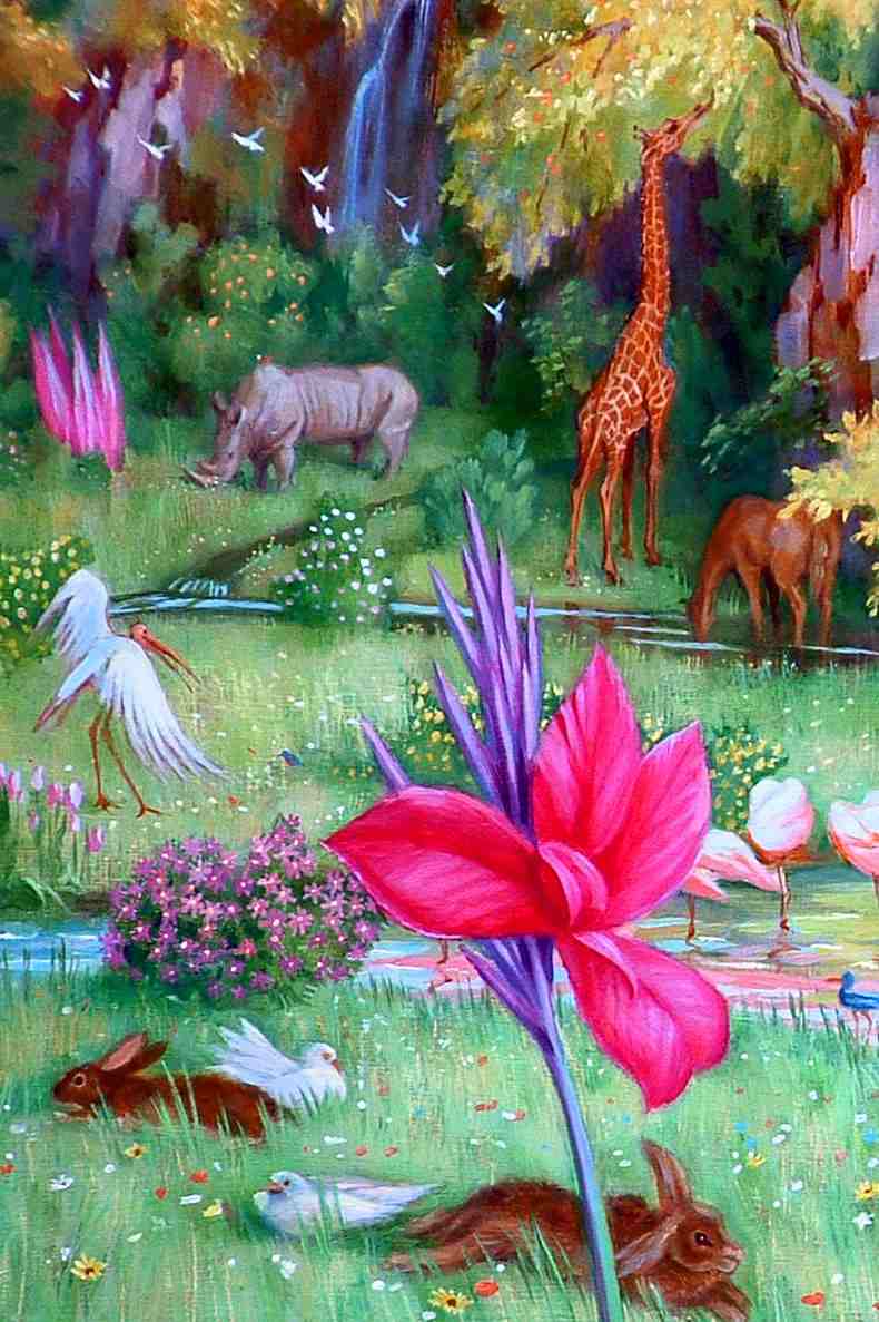 detail of a painting called Another Day in Paradise