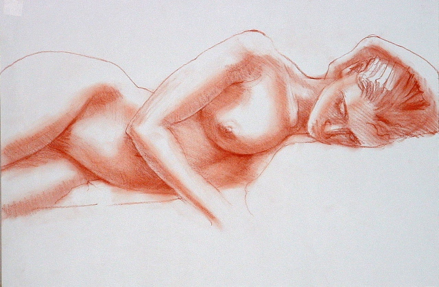 drawing called Lisa, half figure reclining